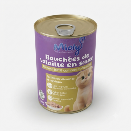 BOUCHÉES DE VOLAILLE EN SAUCE MIOLY POUR CHATS 380G