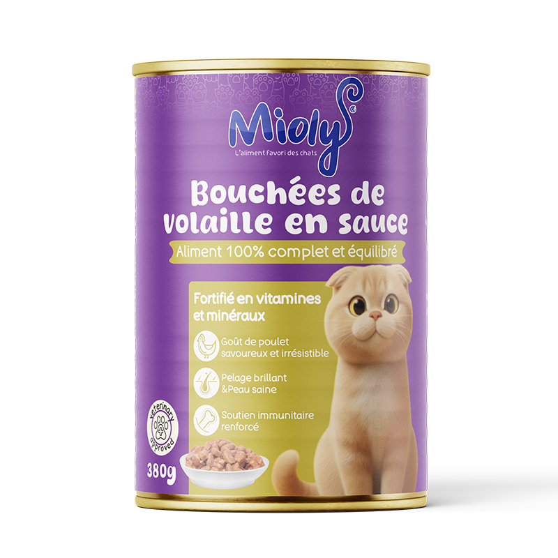 BOUCHÉES DE VOLAILLE EN SAUCE MIOLY POUR CHATS 380G